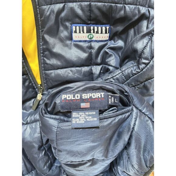 Vintage Polo Sport Ralph Lauren Puffer 1/4 Zip Jacket Pullover Mens L Reversible - Picture 9 of 16